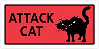 Attack Cat Plastic Sign, 5 inch x 10 inch