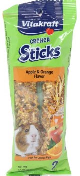 Sunseed Vitakraft Crunch Sticks Apple and Orange Guinea Pig, Small Animal Treat, 3.5oz, 2 Count