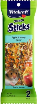 Sunseed Vitakraft Crunch Sticks Apple and Honey Hamster, Small Animal Treat, 3.5oz, 2 Count