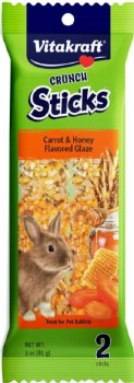 Sunseed Vitakraft Crunch Sticks Carrot and Honey Rabbit, Small Animal Treat, 3oz, 2 Count