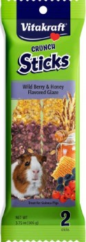 Sunseed Vitakraft Crunch Sticks Wild Berry and Honey Guinea Pig, Small Animal Treat, 3.75oz, 2 Count