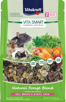 Sunseed Vitakraft Vita Smart Complete Nutrition Natural Foraging Blend Rat, Mouse, and Gerbil Food 3lb