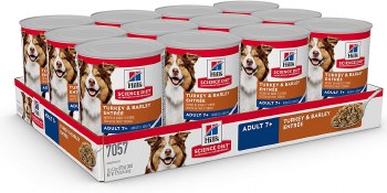 Hills Science Diet Adult 7yr  Formula Beef and Barley Recipe Canned Wet Dog Food case of 12, 13oz Cans