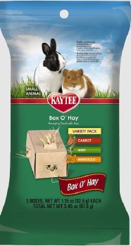 Kaytee Box o Hay with Carrot, Mint, and Marigold Small Animal Food 3.45oz, 3 Count