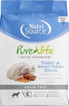 Pure Vita Grain Free Turkey and Sweet Potato Formula Dry Dog Food 15lb