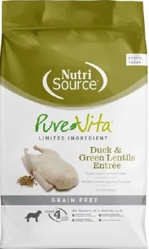 Pure Vita Grain Free Duck and Green Lentils Recipe Dry Dog Food 5lb