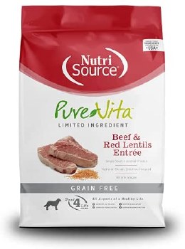 Pure Vita Grain Free Beef and Red Lentils Recipe Dry Dog Food 5lb