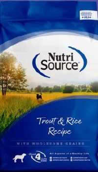 NutriSource Trout and Brown Rice Formula, Dry Dog Food, 15lb