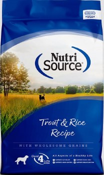 NutriSource Trout and Brown Rice Formula, Dry Dog Food, 26lb