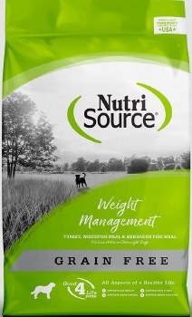 NutriSource Weight Management Turkey, Whitefish, and Menhaded Fish Grain Free Adult, Dry Dog Food, 26lb