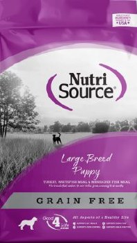 NutriSource Large Breed Puppy Turkey, Whitefish, and Menhaded Fish Meal Grain Free, Dry Dog Food, 15lb