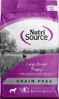 NutriSource Large Breed Puppy Formula Turkey, Whitefish, and Menhaded Fish Grain Free, Dry Dog Food, 26lb