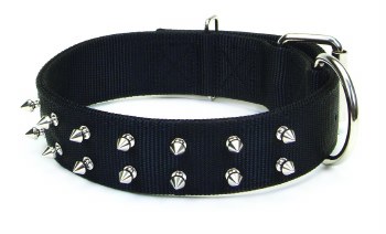 Macho Double Ply Spiked Nylon Collar Large 3/4 inch x 26 inch Black