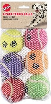 Spot Paw Print Tennis Balls Value Pack, Assorted, 2.5 inch, 6 Count