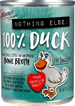 Against the Grain One Ingredient 100 Duck Formula Canned, Wet Dog Food, 11oz