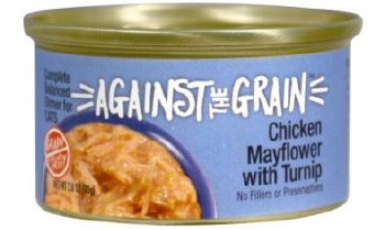 Against the Grain Farmers Market Chicken Mayfower and Turnip Recipe Grain Free Canned Wet Cat Food case of 12, 2.8oz Cans