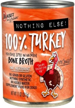 Against the Grain One Ingredient 100 Turkey Formula Canned, Wet Dog Food, Case of 12, 11oz