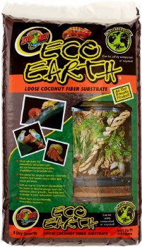 Zoo Med Lab Eco Earth Loose Coconut Fiber Reptile Substrate, Brown, 8qt