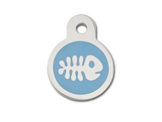 Dog Tag Circle Shape, Fishbone with Blue Background, Small