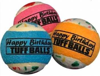 PetSport Happy Birthday Tuff Balls, Assorted, 2.5 inch, 3 pack