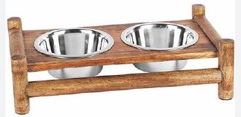 Advance Pet Bamboo Double Diner Stainless Steel Dish 1Pt