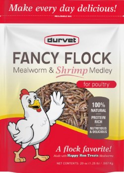 Durvet Fancy Flock Mealworm and Shrimp Medley Poultry Food and Treats 20oz