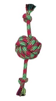 Mammoth Extra Fresh Dental Monkey Fist Ball Rope Chew for Dogs, Green Red, 18 inch