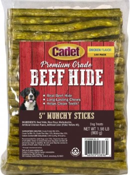 Cadet Gourmet Munchy Rawhide Sticks, Chicken, 5 inch, 100 Count