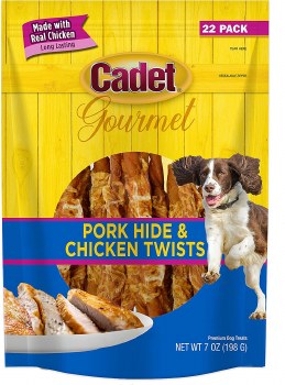 Cadet Gourmet Pork Hide and Chicken Twists, Dog Treats, 22 Count