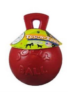 Jolly Pets Tug n Toss Ball Dog Toy, Red, Large, 8 inch