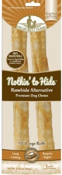 Nothin' To Hide Rawhide Alternative Rolls, Dog Bone, Peanut Butter, 10 inch, 2 Pack