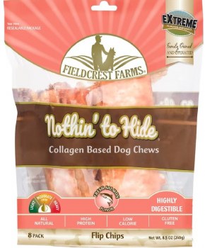 Nothin' To Hide Rawhide Alternative Flip Chips, Dog Chews, Salmon, 8 Pack