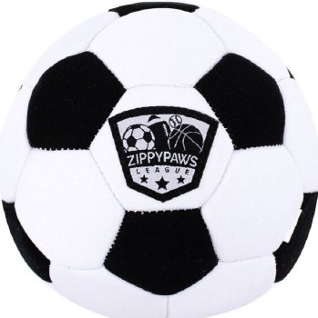 Zippy Paws SportsBallz Soccer, Black White, Dog Toys, Large