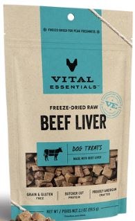 Vital Essentials Freeze Dried Beef Liver Dog Treats 2.1oz