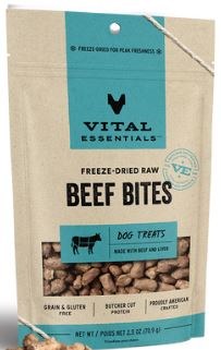 Vital Essentials Freeze Dried Beef Nibblets Dog Treats 2.5oz