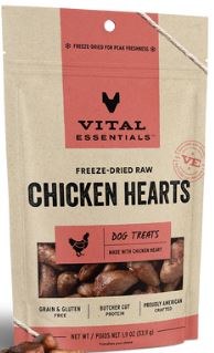 Vital Essentials Freeze Dried Chicken Heart Dog Treats 1.9oz