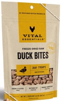 Vital Essentials Freeze Dried Duck Nibblets Dog Treats 2oz