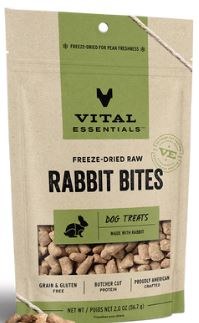 Vital Essentials Freeze Dried Rabbit Bites Dog Treats 2.1oz