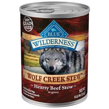 Blue Buffalo Wilderness Wolf Creek Stew Hearty Beef Stew Recipe Grain Free Canned Wet Dog Food 12.5oz