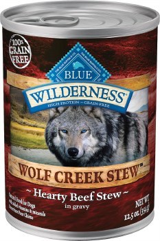 Blue Buffalo Wilderness Wolf Creek Stew Hearty Beef Stew Recipe Grain Free Canned Wet Dog Food case of 12, 12.5oz Cans