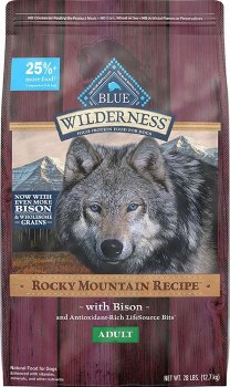 Blue Buffalo Wilderness Rocky Mountain Recipe with Bison Adult Grain Free Dry Dog Food 22lb