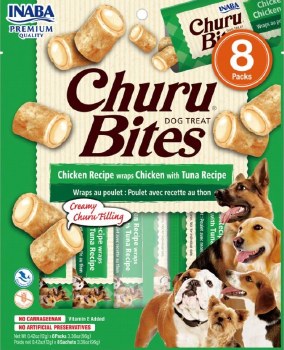 Inaba Churu Bites Dog Treats, Chicken and Tuna, .42oz, 8 count