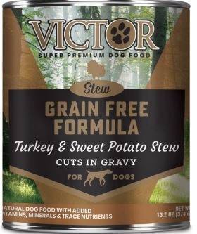Victor Grain Free Turkey and Sweet Potato Stew Cuts in Gravy Canned Wet Dog Food 13.2oz