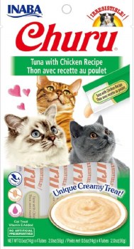 Inaba Churu Puree Cat Treats, Tuna and Chicken .5oz, 4 count