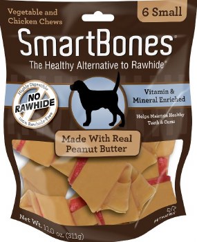 Smartbones Peanut Butter Small Rawhide Free Dog Chews 6 count