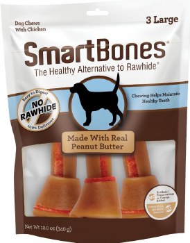 Smartbones Peanut Butter Large Rawhide free Dog Chews 3 pack