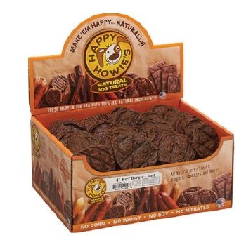 Happy Howies Beef Burgers Dog Treats, 4 inch case of 60