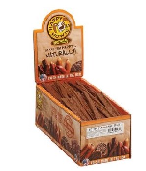 Happy Howies Beef Woof Stix Dog Treats, 6 inch case of 80