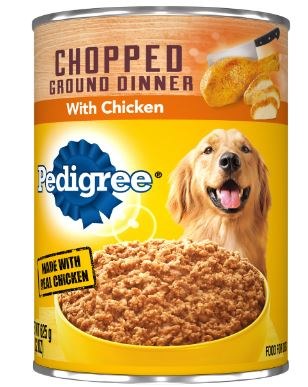 pedigree dog food chopped ground dinner with chicken