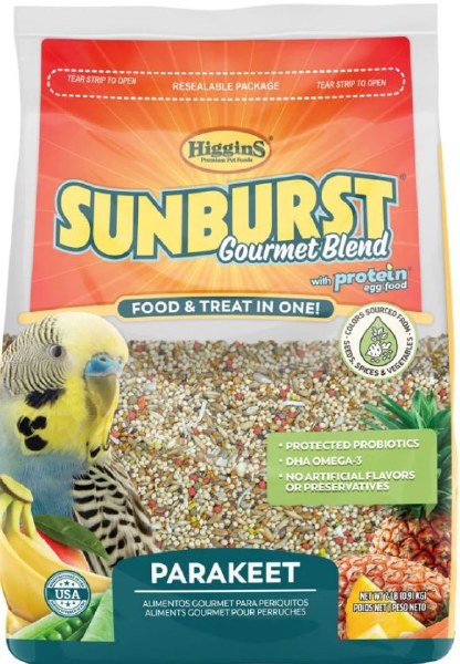 Higgins Sunburst Gourmet Blend Parakeet and Budgie Bird Food 2lb Pet Store Dog Food Cat Supplies More Burton Flint MI Magoo s Pet Outlet